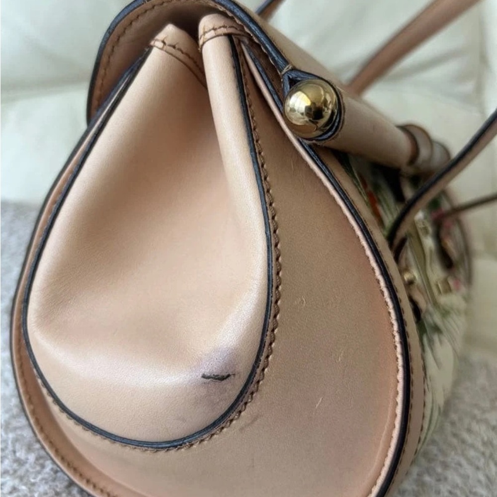 Gucci Floral Canvas and Beige Leather Satchel - Picture 7 of 16